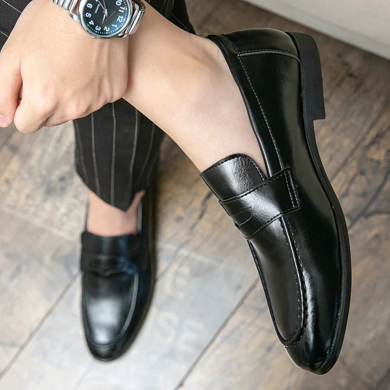 2026 Spring and Autumn Loafers Men Slip-On Business Formal Casual Shoes Brown MenShoes Leather Men Dress Shoes Large Size 38-48