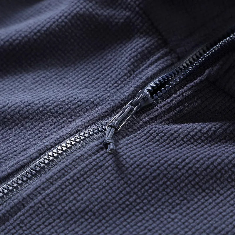 Outdoor Lightweight Fleece Sweatshirt Jacket Men's Zipper Closure Stand Collar Technical Fabric Comfortable Youth Fashion