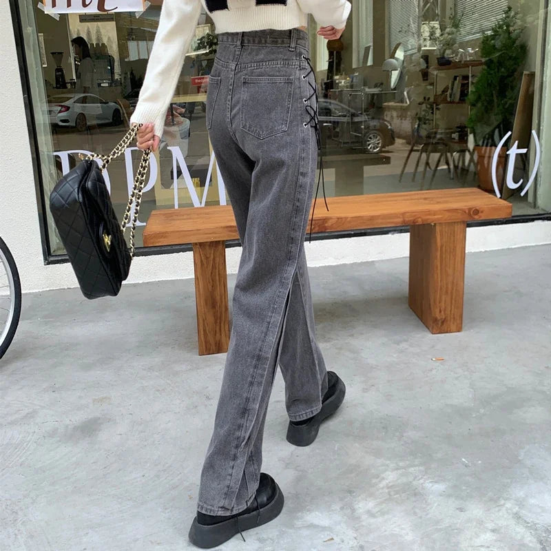 Casual Jeans Women Denim Pants Straight Trousers