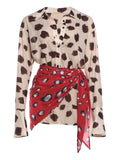 Music Festival Silk Scarf Strap Patchwork Dress Women Sexy Single-Breasted Full Sleeve Polka Dot Print Hottie Bodycon