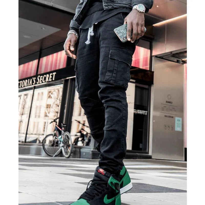 Men's Elastic Skinny Cargo Pants Jeans