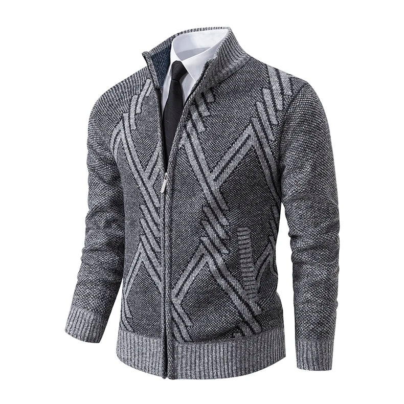 Men's Knit Cardigan Autumn Winter Sweater Coat Man Clothes Brown Blue Luxury Brand Button Fleece Lined Male Knitting Jackets