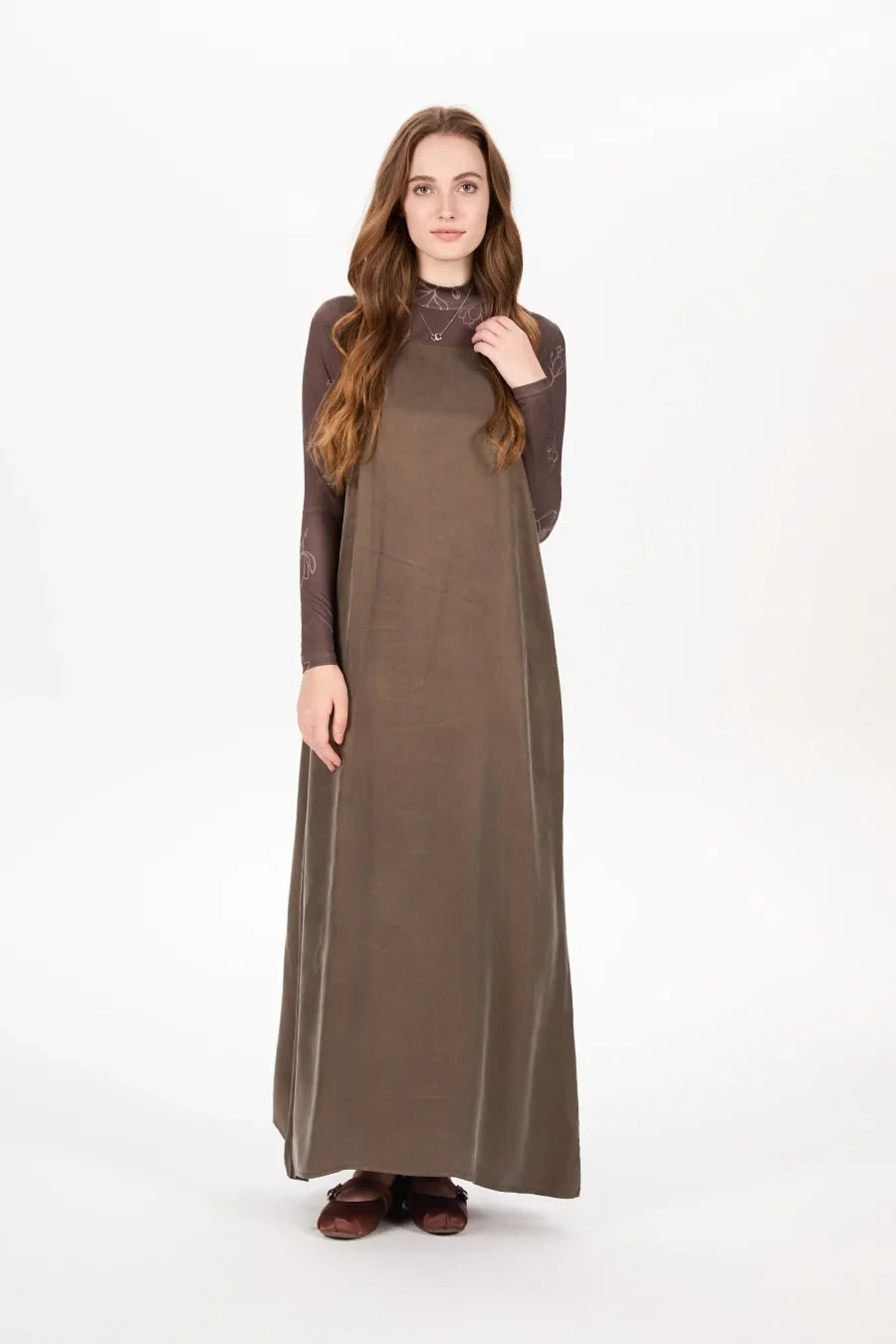 AW25 super soft high quality expensive cupro collection shirt + slip dress + skirt + print mockneck woman matching set