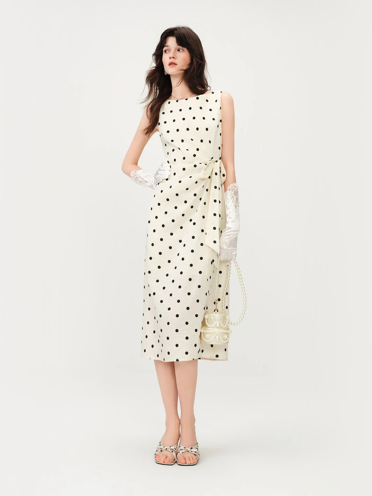 2026 New Summer Women's Polka Dot French Style Dress, Waist-Cinching Flowy Midi Dress for Coquette Chic & Daily Vacation