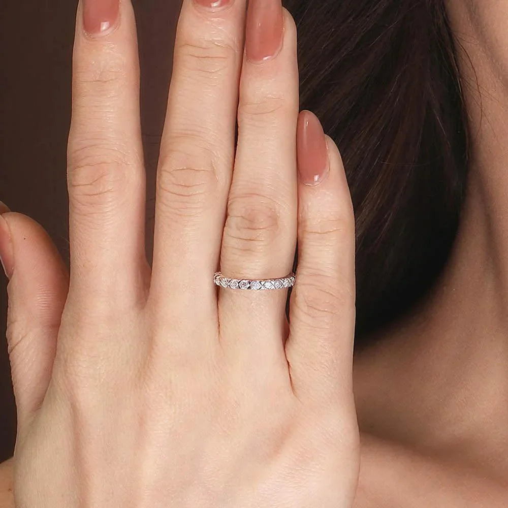 2.5mm D VVS1 Moissanite Eternity Band Rings for Women GRA Certified Jewelry 925 Sterling Silver Engagement Wedding Ring