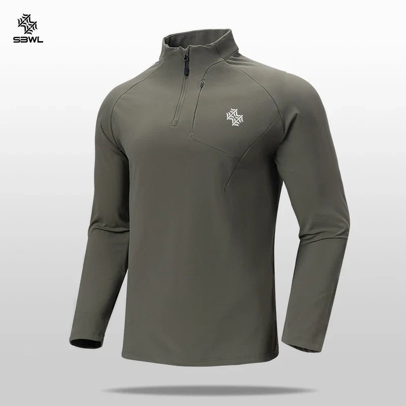 Autumn/Winter New Men's Outdoor Sports With a Base Shirt Running Skiing Mountaineering Fitness Sports Long Sleeve T-Shirt