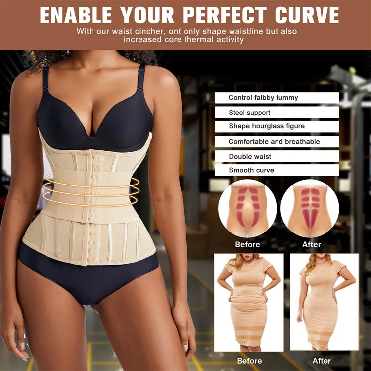 MiiOW Waist Trainer Corset Women Binders Shaper Tummy Wrap Body Shapewear Slimming Belt Flat Belly Workout Women Shaper Slimming