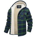 Sherpa Lined Flannel Jacket Mens Heavyweight Hooded Fleece Jacket Thicken Warm Button Down Plaid Jacket Outwear Coats