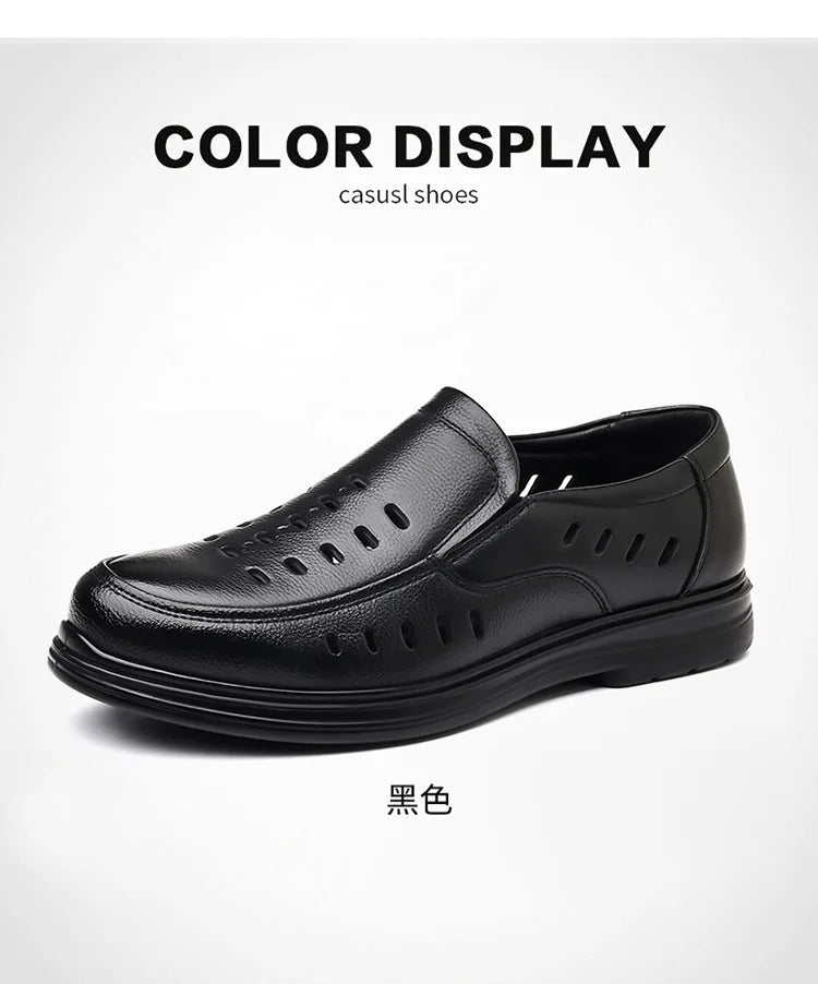2026 New Designer Breathable Hallow Leather Shoes for Men Black Fashion Summer Shoes Male Britsh Business Casual Shoes Man