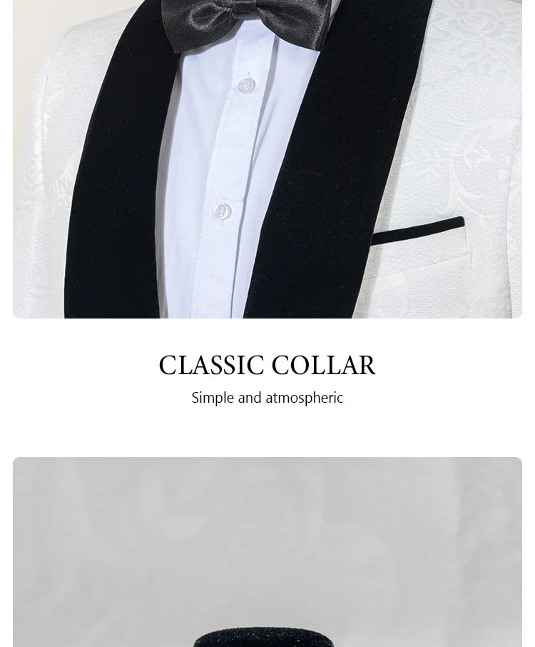 Male Groom Wedding Blazers Retro carving figure Party Dress Tuxedo Prom Suit Fashion Slim Fit (jacket+Vest+Pants）