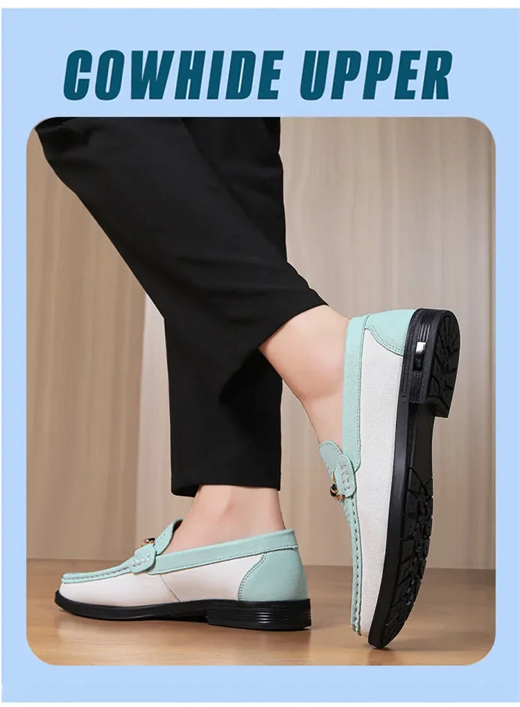 Trendy High Quality Genuine Leather Shoes for Men Summer Breathable Men's Casual Loafers Plus Size 47 Slip-on Driving Shoes Man