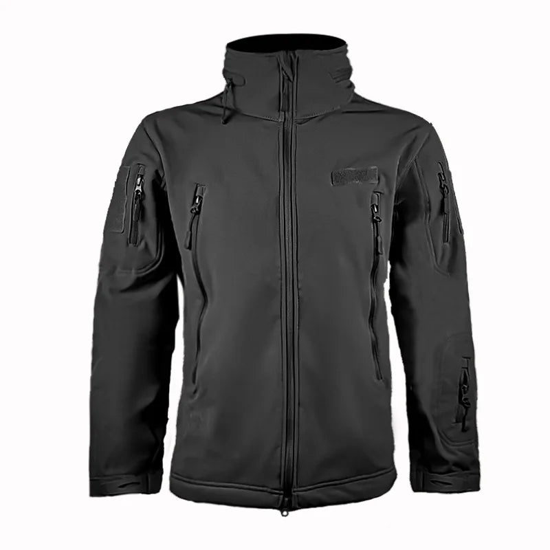 Outdoor Tactical Jacket Men's Stand-up Collar Plush Thickened Soft Shell Jacket Winter Windproof Waterproof Camouflage Coat