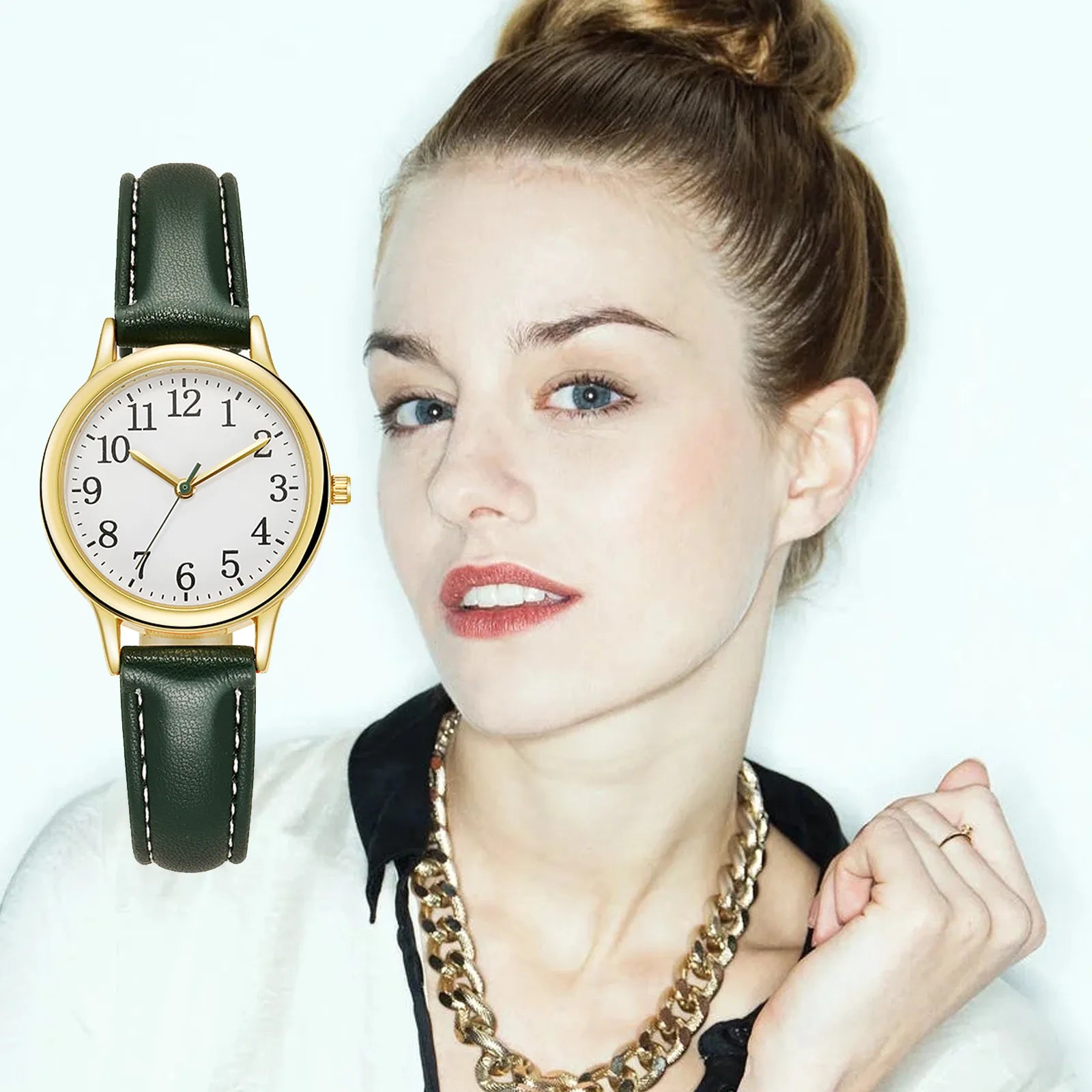 Women Quartz Fine Watch Easy To Read Arabic Numerals Simple-Dial