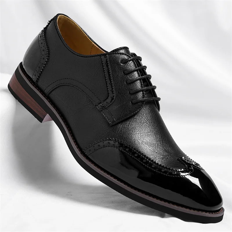 New Designer Business Leather Shoes for Men Color Match Lace Designer Casual Shoes Male Spring Autumn New Dress Brogue Shoe Man