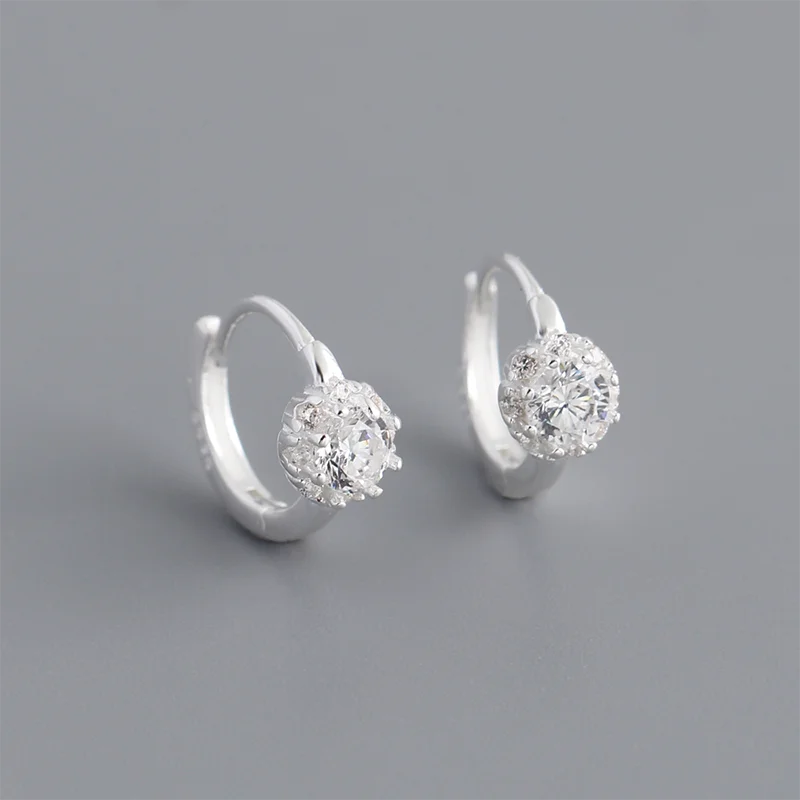 925 Sterling Silver Luxury Shiny Zircon Huggies Hoop Earrings for Women Fashion Elegant Charms Wedding Party Jewelry Gift