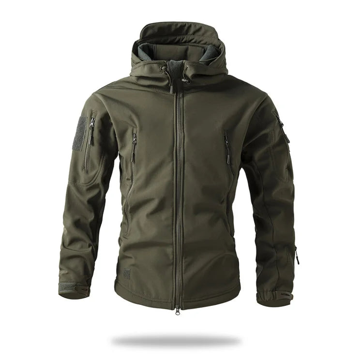 New Soft Shell Tactical Jacket  Men Winter Fleece Hooded Coat Hunting Clothes Outdoor Camouflage CS Tops Waterproof Windproof