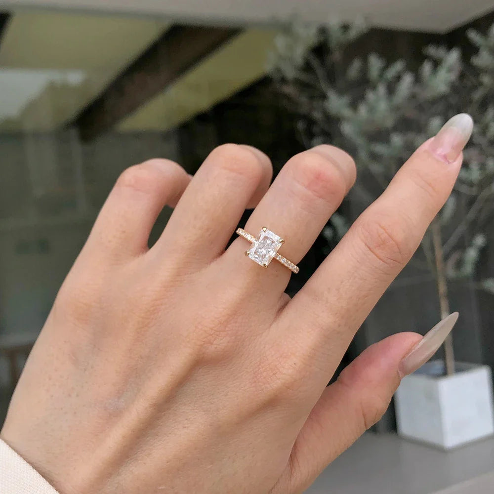 18K Gold Plated 925 Sterling Silver Crushed Ice Cut Lab Sapphire Gemstone Wedding Party Fine Jewelry Rings Wholesale