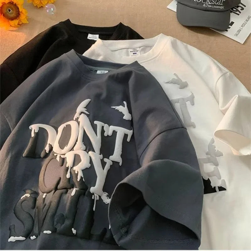 تي شيرت كاجوال جديد 8XL بأكمام قصيرة ورقبة دائرية وطبعة حروف DONT Pigeon، فضفاض بنمط كلاسيكي مناسب للرجال