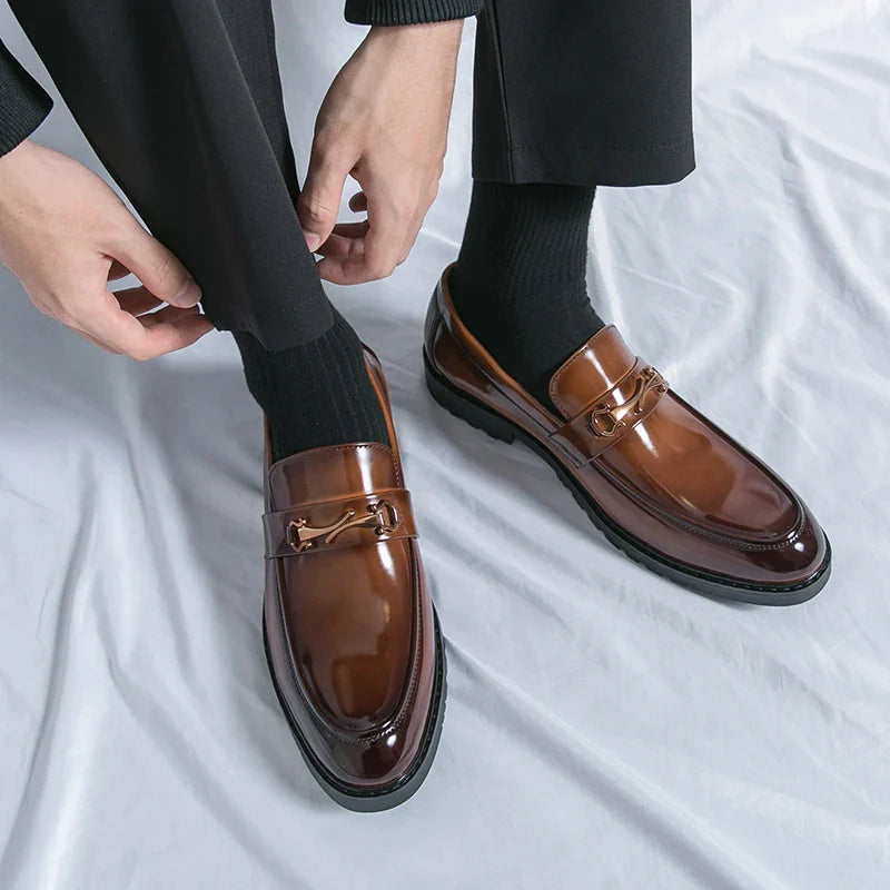 New Luxury Slip on Dress Shoes Men Genuine Leather Italian Loafer Shoes for Men Black Brown Brand Formal Oxford Men Casual Shoes