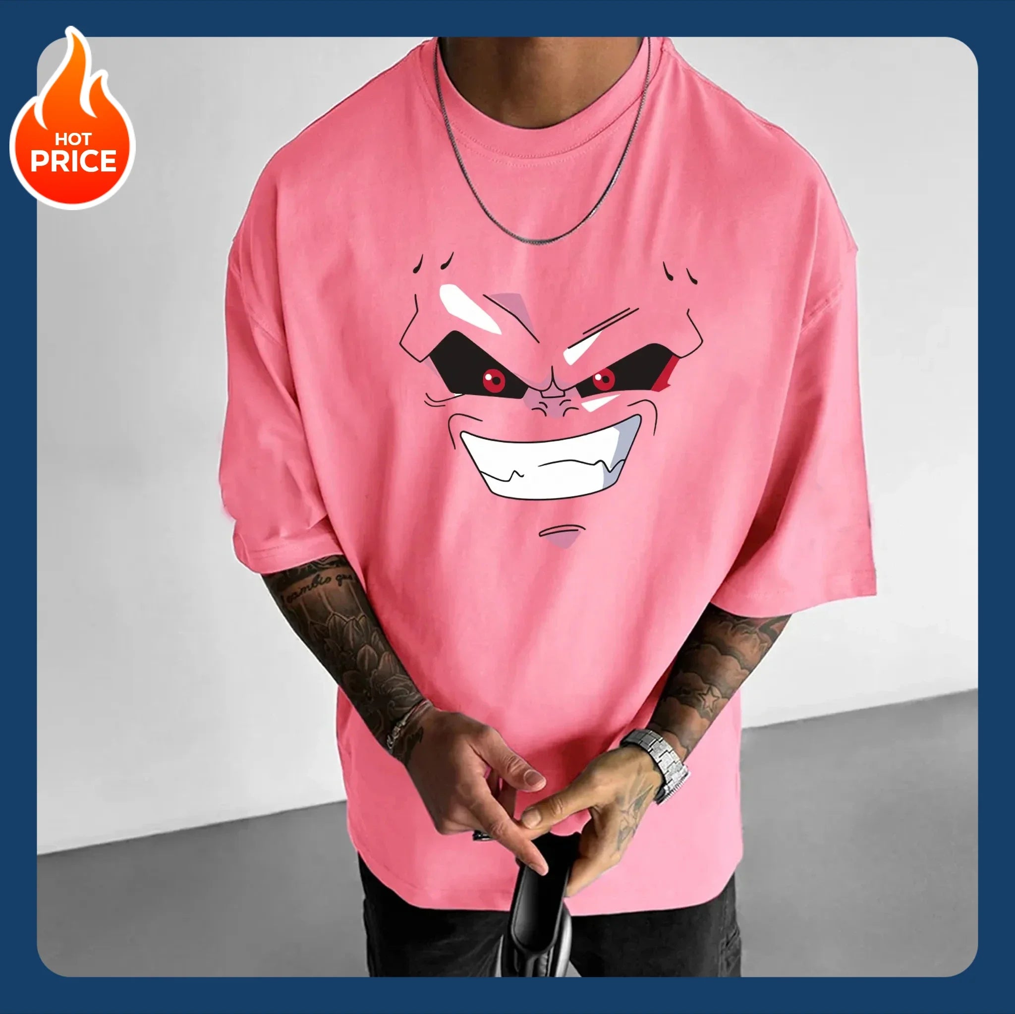 تيشيرتات قطنية قصيرة الأكمام فضفاضة لصيف 2025 من Dragon Ball GOKU Majin Buu Anime المحيطية على طراز Harajuku للرجال والنساء