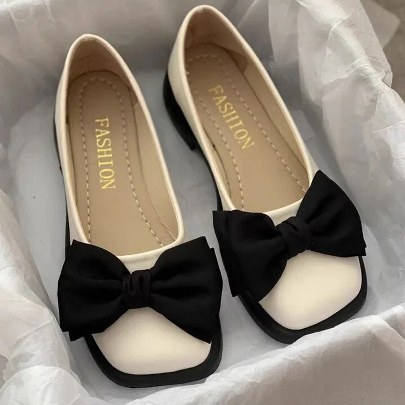 Women Bow Mary Janes Shoes Casual High Heels Shoes New Square Toe Sandals Fashion Lolita Shoes Loafers Walking Zapatos Mujer