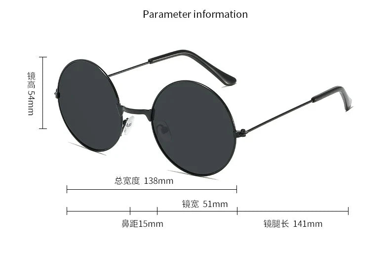 Classic Vintage Round Frame Sunglasses For Men Women Brand Design Ocean Red Yellow Metal Circle Sun Glasses Unisex Eyewear 2025