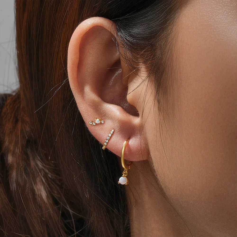 925 Sterling Silver 3PCS DIY Hoop Earring With Piercing Stud Earring Set Women Men Party Wedding Jewelry Set pendientes 925