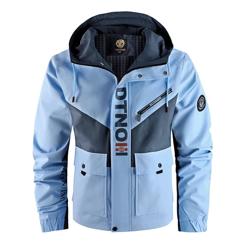 Oversized Color-Block Tactical Jacket - Waterproof, Brand Logo Multi-Pocket, Heavy-Duty for Outdoor Exploration & Daily Fashion