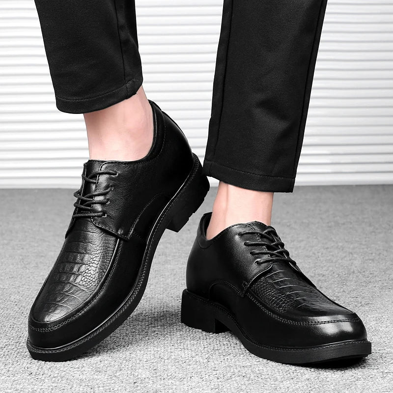 Luxury Brand Men Casual Flats Genuine Leather Business Oxford Shoes Antiskid Gentleman Shoes Crocodile Pattern Formal Dress Shoe