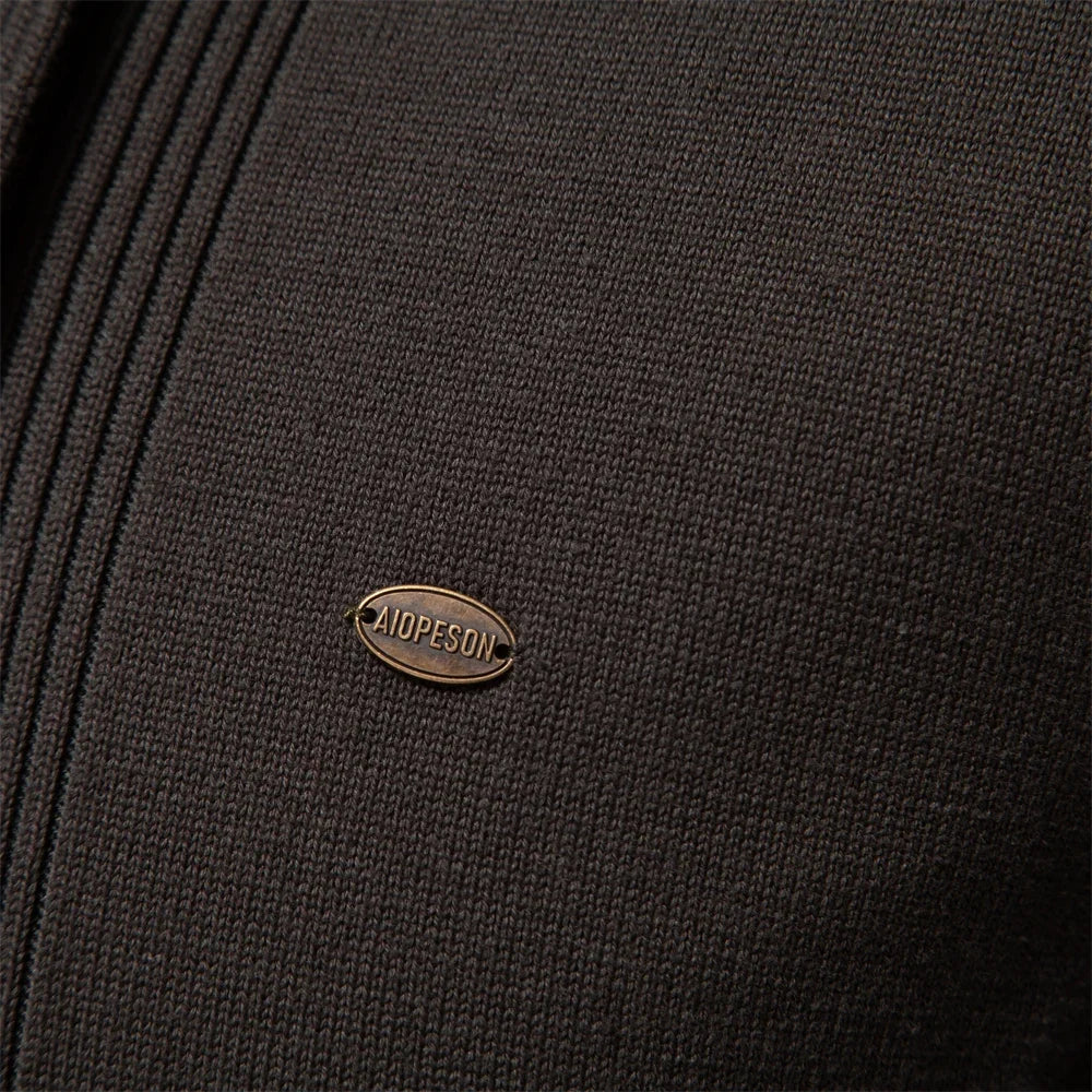 2023 New Winter Cotton Cardigan for Men Quality Mens Sweater Fashion Turn Down Collar Knitted Sweaters for Men