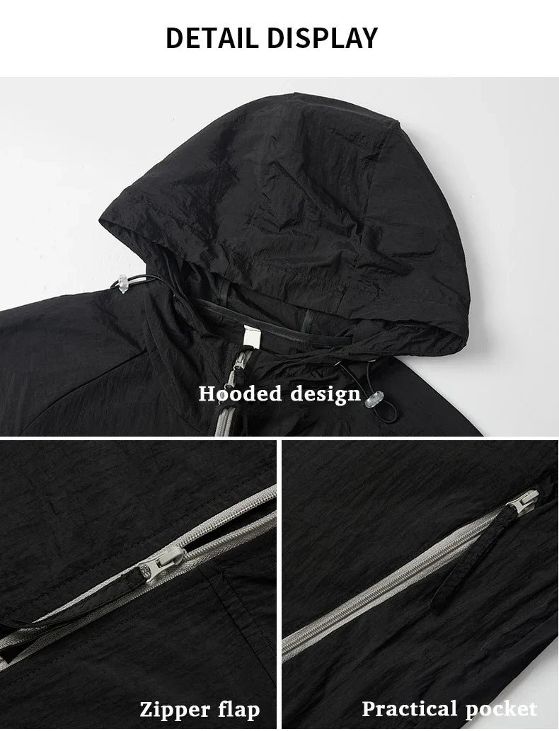 Summer Windbreaker Men Women Lightweight Sun Protection Jacket Unisex Camping Climbing Hiking Outdoor Sports Anti-UV Coat