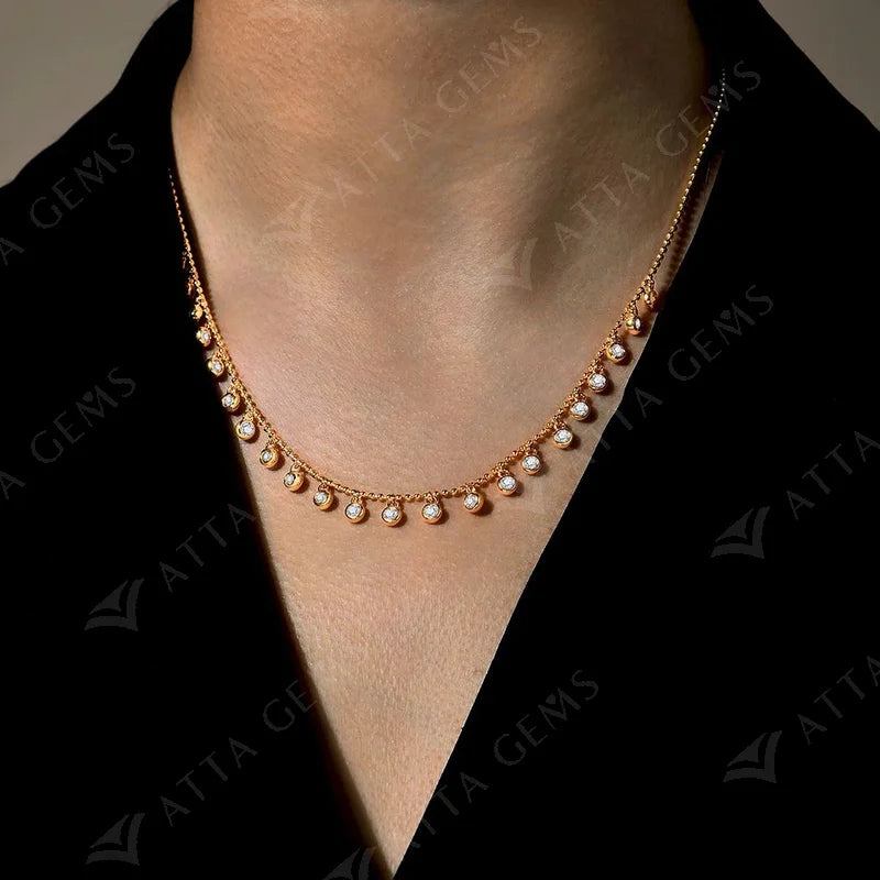 Luxury Full D VVS1 Moissanite Necklace Chains for Women Solid S925 Sterling Silver Wedding Jewelry Party Gift Pass Test