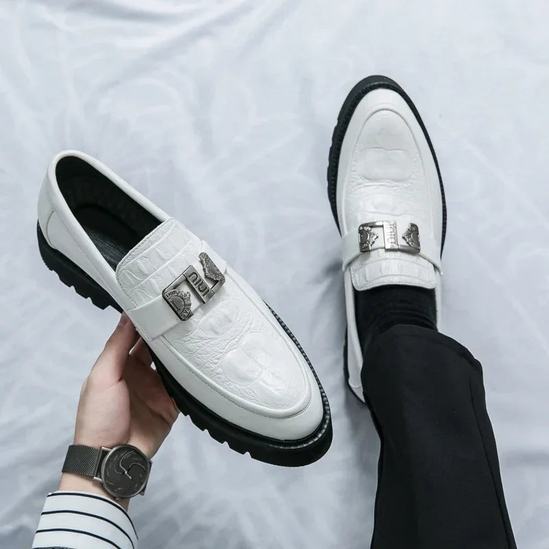 Mens Loafers Party Business Thick Soled Men Leather Shoes Dress Platform Shoes Comfortable Fashion New Casual Shoes for Men