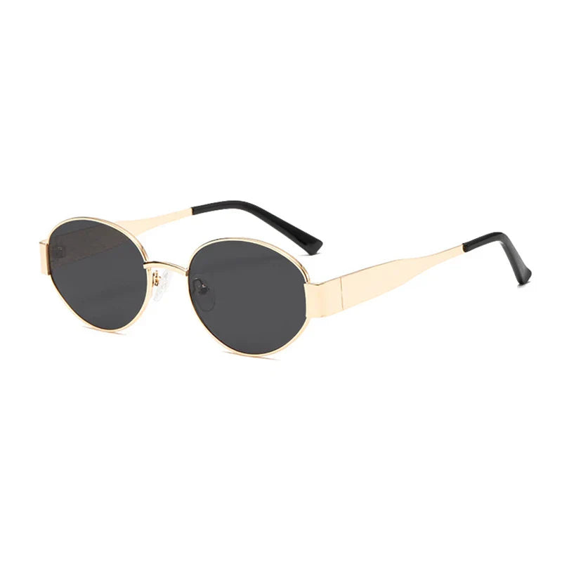 Luxury Small Oval Sunglasses Men Women Brand Design Metal Round Sun Glasses Classic Reto Casual Driving Shades