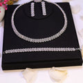 New Sparkling Cubic Zirconia Choker Necklace Earrings Bracelet Set for Women Wedding Party Jewelry
