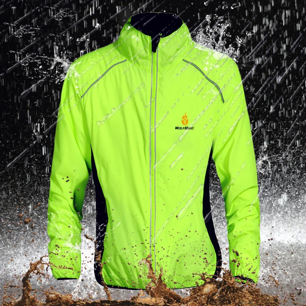 Men Windproof Water-repellent Reflective Cycling Jacket MTB Bicycle Long Sleeve Windbreaker Bike Coat Jersey