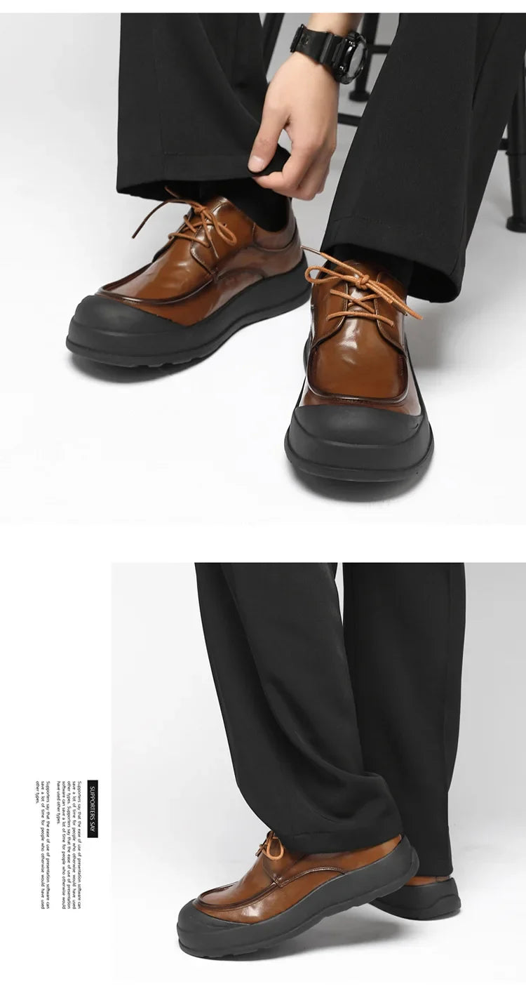 Spring New Designer Business Casual Shoes for Men Black Genuine Leather Shoes Male British Style Soft Sole Fashion Shoe Man