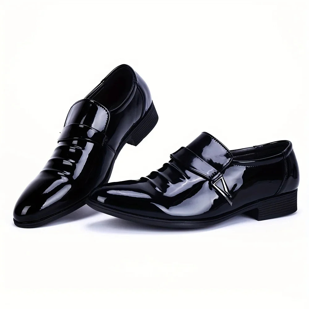 Men's Pointed Toe Tuxedo Casual Shoes – Slip-On Dress Shoes Black/Brown EU 40–48