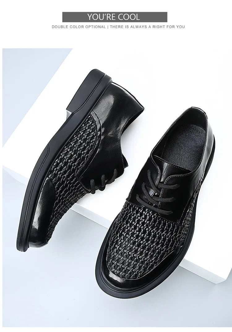 Summer Hallow Breathable Elegant Shoes Man Black Fashion Business Casual Shoe Male Lace Designer Leather Shoes for Men