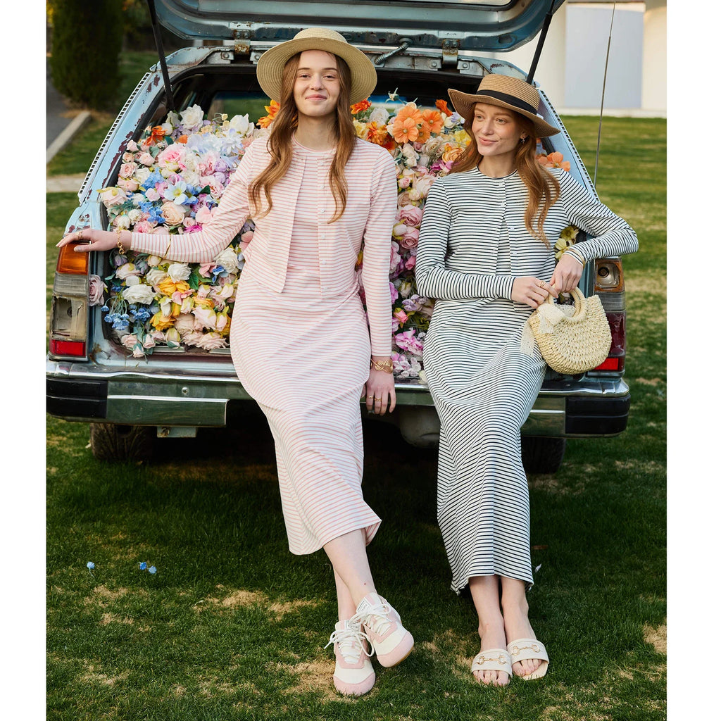 SS2026 Women's Dress Striped Cardigan and Dress Soft Three Color Options Fashionable Women's Outfit