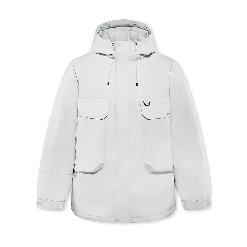 Down Jacket Men Windproof Waterproof Oil Stain Resistant 2025 Winter New Loose Hooded Workwear Thick Coat