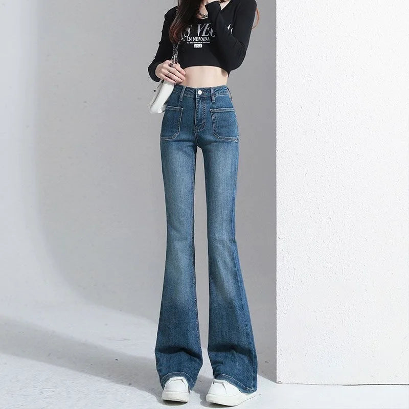 High Waist Loose Flare Jeans with Classic Vintage