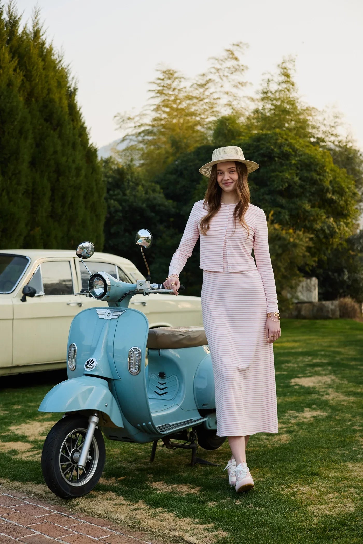 SS2026 Women's Dress Striped Cardigan and Dress Soft Three Color Options Fashionable Women's Outfit