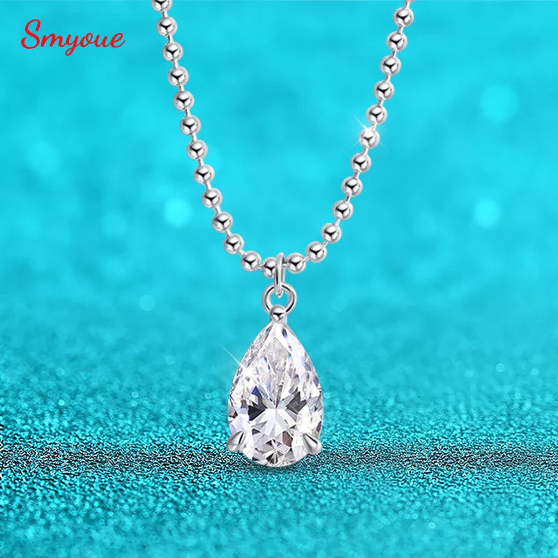 2CT 3CT 5CT 6CT Pear Cut Moissanite Necklace for Women Classic Pendant Sterling Silver 925 Plated 18K Jewelry Wholesale