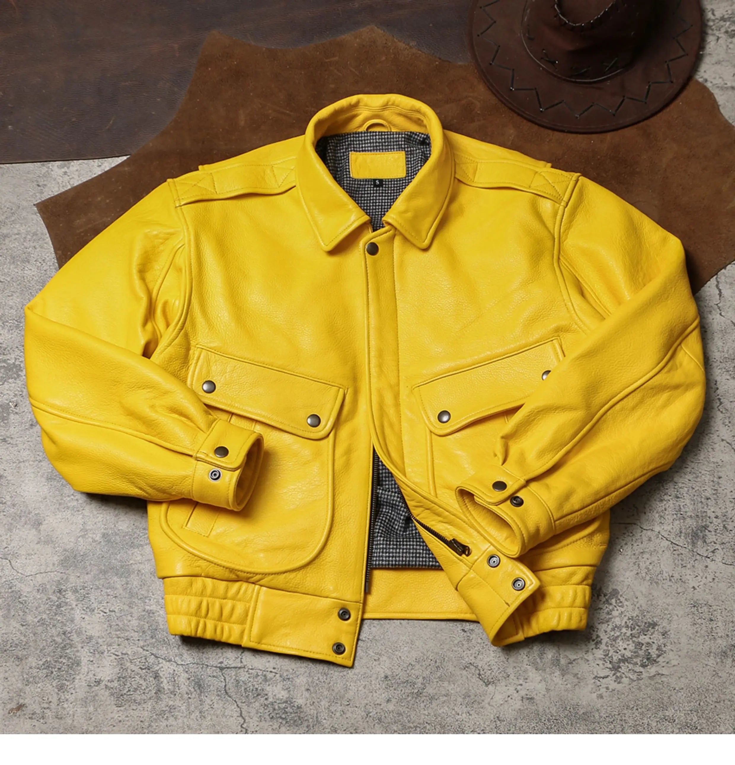 Spring Autumn Cool Handsome Short Yellow Soft Pu Leather Jacket Men Turn-down Collar Luxury Designer Clothes 2025