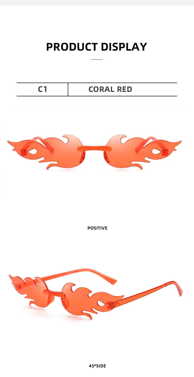 Flame Sunglasses Rimless Personality Colorful Ball Party Sunglasses Candy Hip-hop Fruit One-piece Glasses