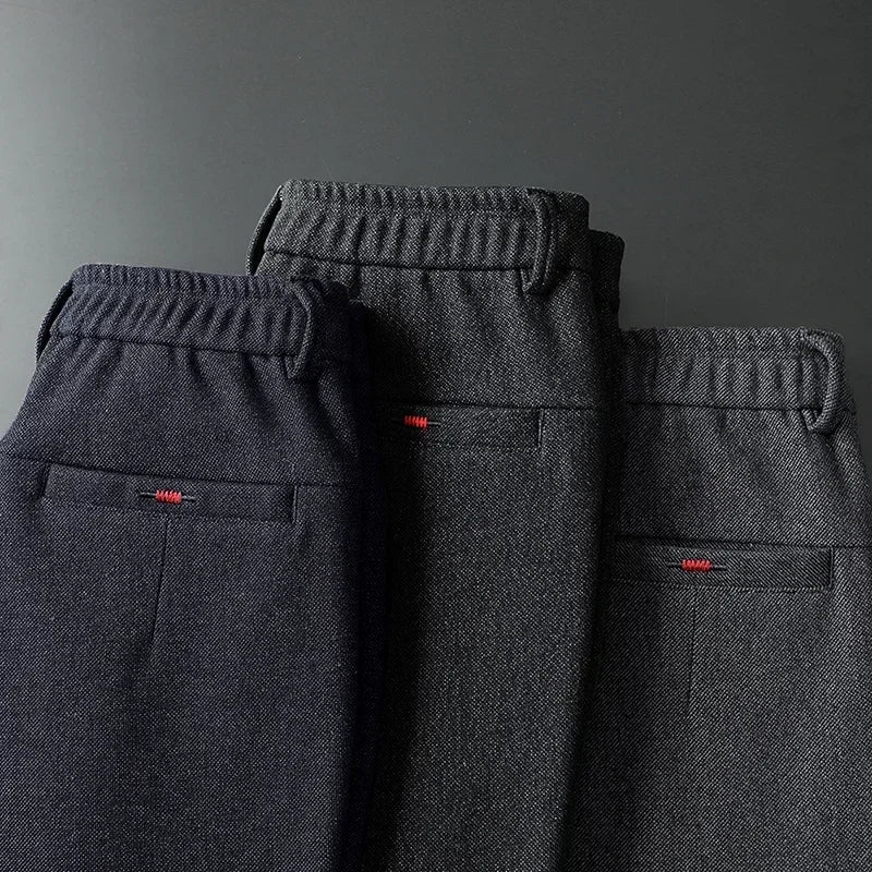 Men's Wool Warm Casual Pants Business Fashion Trousers