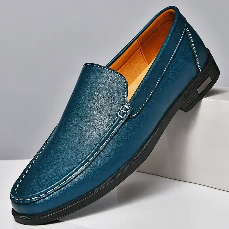 Leather Men Footwear Slip on Office Man Formal Shoes Wedding Party Men Dress Shoes Breath Driving Lazy Loafers Moccasins