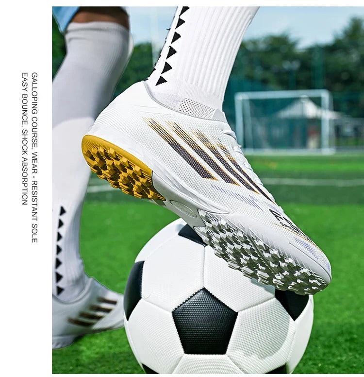 Men's High Top Soccer Shoes FG/TF Long Spikes Adult Football Boots Lightweight Professional Athletic Training