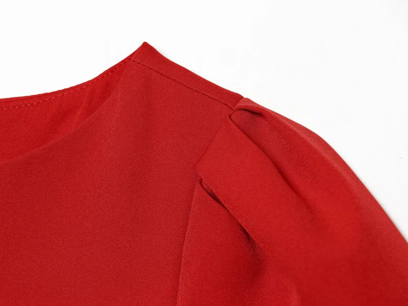 2025 women's new products are elegant and stylish Short dress with a boat neck and short sleeves with pleats  black dress